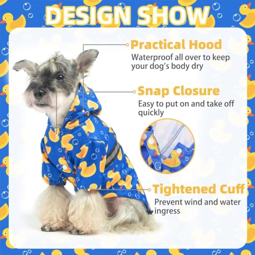 Dog Raincoat with Hood & Harness Built (L (Back 17", Chest 23", Neck 16") / Blue)