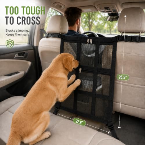 Car Dog Barrier with Storage Pocket