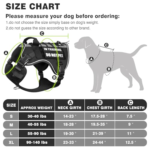 Service Dog in Training Mesh Harness with 10 Removale Pet Patches (Large / Black)