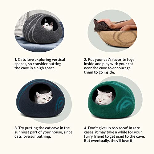 Cat Cave Merino Wool Bed for Indoor Cats (Light Gray / Medium)