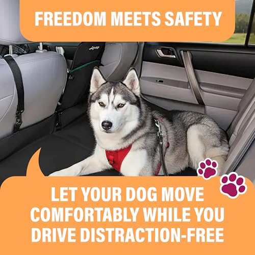 Dog Seatbelt Adjustable Safety Dog Seat Car Harness (1 Pack / Black)