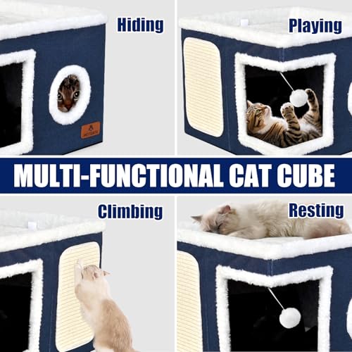 Cat Beds for Indoor Cats (Blue / Single)