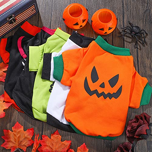5 Pcs Halloween Dog Shirts Pet Costume Printed (Medium)