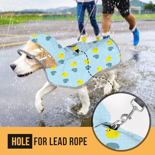 Dog Raincoat Waterproof Dog Rain Jacket with Clear Hooded (Duck Pattern / X-Large)