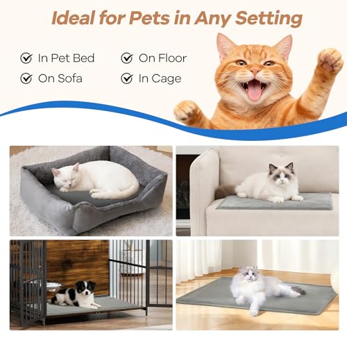 Cat Heating Pad for Bed Wamming (21.65"L x 13.77"W / Grey)