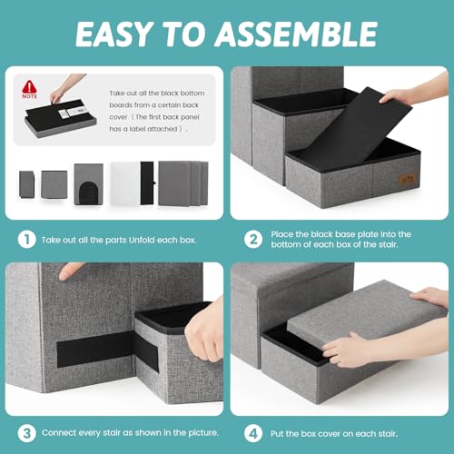 Dog Stairs with Storage (Grey / 32.5x17x17.7 inch)