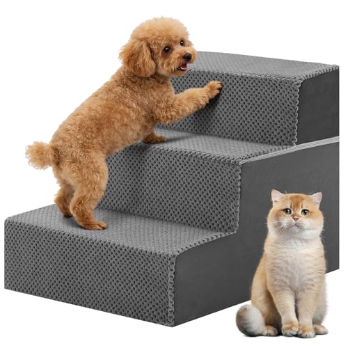 Dog Stairs for Small and Medium Dogs (Grey / Straight-13.39"H)
