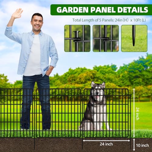 5 Panels Garden Fencing Animal Barrier with Lock (24in(H))