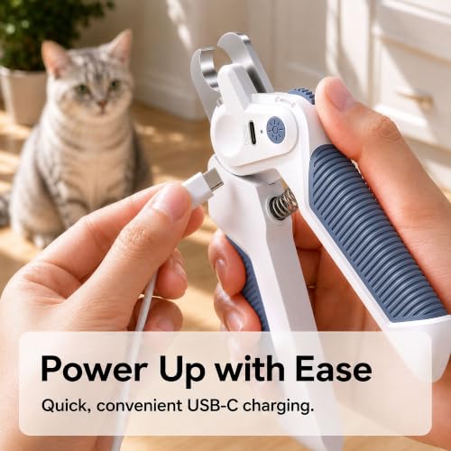 2-in-1 Cat Nail Clipper with Light for Small Medium Large Dogs (Blue)