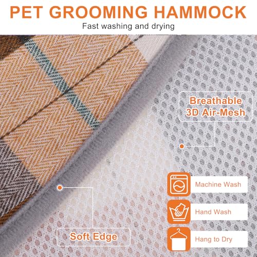 Dog Grooming Hammock for Small Dogs (S (Leg Spacing: 7-10.2" / Max W: 30lbs) / Buffalo Orange)