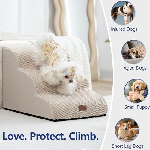 Ramp Dog Stairs for Couch Sofa and Chair 11.8" H (Beige / 2-Step (15.7"D x 15.7"W x 11.8"H))