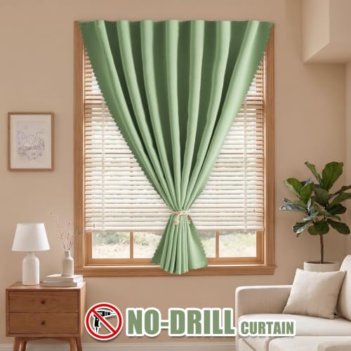 Self Adhesive Curtain (Sage Green / 47"W x 84"L (Pack of 1))