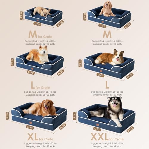 Orthopedic Extra Large Dog Bed (Navy / 44.0"l X 32.0"w X 6.5"th)