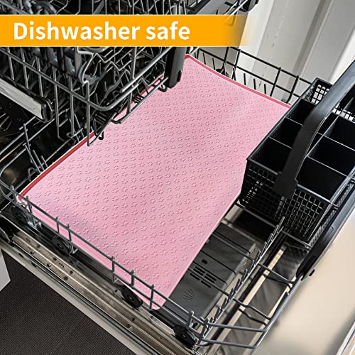 Silicone Pet Placemat for Dog and Cat (31.5"L x 23.6"W / Pink)
