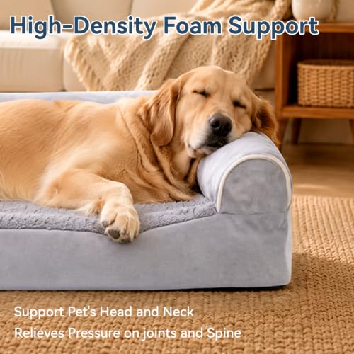 Orthopedic XL Dog Bed Extra Large Washable Dog Couch (Grey / 42" x 30" x 7.5")