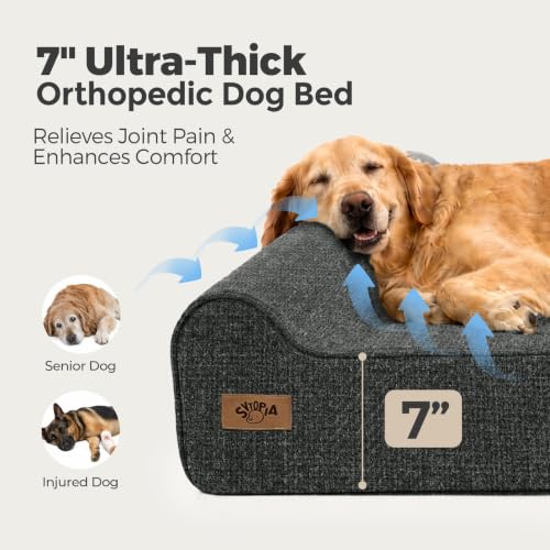 7" Thick Orthopedic Dog Beds for Extra Large Dogs (XX-Large / Style B-Black)