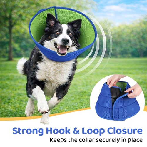 Soft Dog Cone Collar to Stop Licking After Surgery (Blue / L)