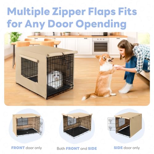 Dog Crate Cover (Beige (with window) / 48 Inch)
