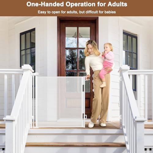 Weatherproof Outdoor Retractable Baby Gates (White / 35" X 55")