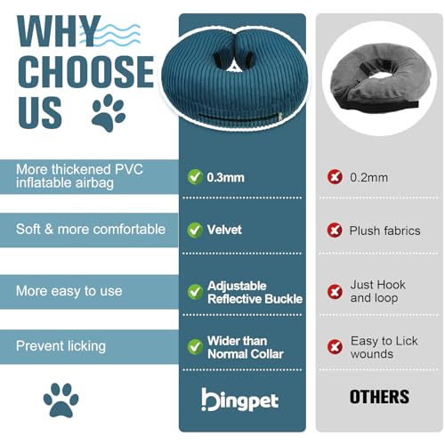 Inflatable Dog Cone Collar (Navy Blue / M(Neck: 13"-16" | Diameter: 16.5"))