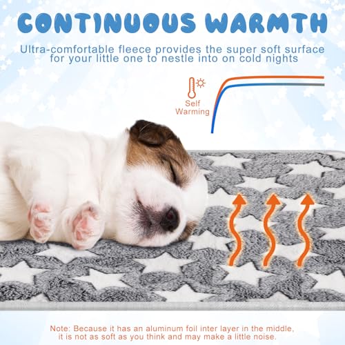 2 Pcs Large Self Warming Cat Pad Self Heating Cat Mat Bed Dog Crate Pet Blankets Thermal Heated Bed Mat for Outdoor Indoor Newborn Kittens Puppies Dog (29 x 20)