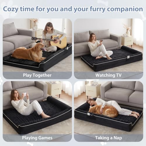Orthopedic Washable Dog Bed (Black / 61.0"l x 43.0"w x 7.5"th)