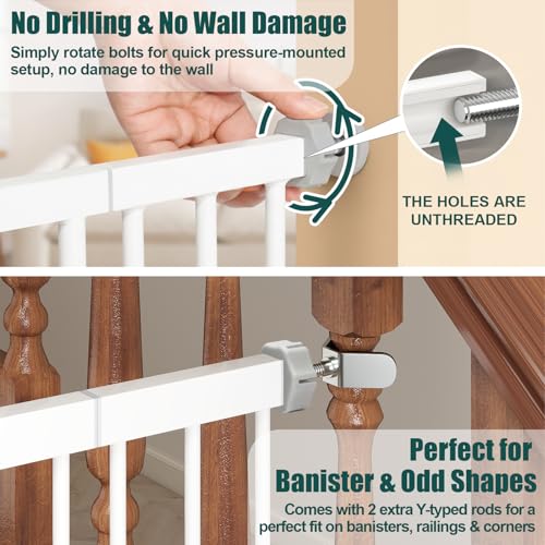 36" Extra Tall Baby Gate for Stairs (White / 29.7-51.5"Wide,36"Tall)