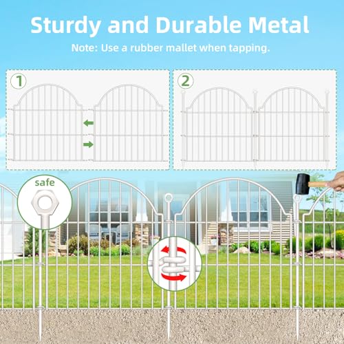 10 Panels No Dig Decorative Garden Fence for Yard (White / 24 in(H))