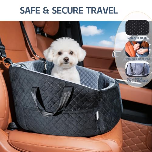 Dog Car Seat for Small Dogs Up to 30 lbs (Blackish-Gray / S)