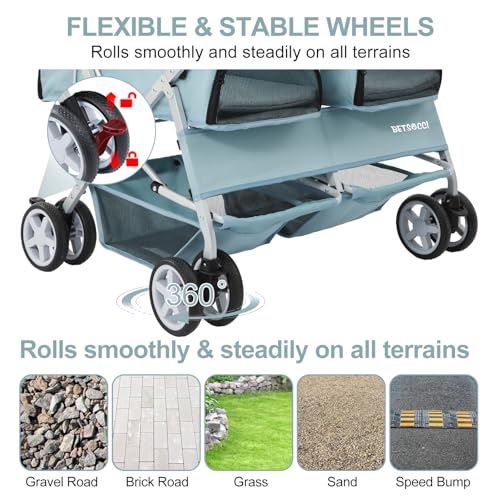 Double Pet Stroller for 2 Small Dogs & Cats (Light Blue)