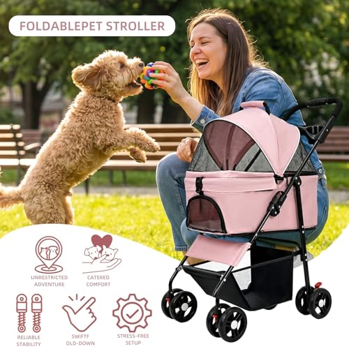 Pet Stroller for Small (Pink)