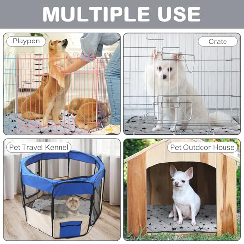 4 Pack Self Warming Cat Bed Self Heating Cat Mat Star Pattern Soft Dog Crate Pad Thermal Pet Mat Anti Slip Kennel Dog Washable Warming Bed for Outdoor Indoor (18 x 18 Inch / Gray)