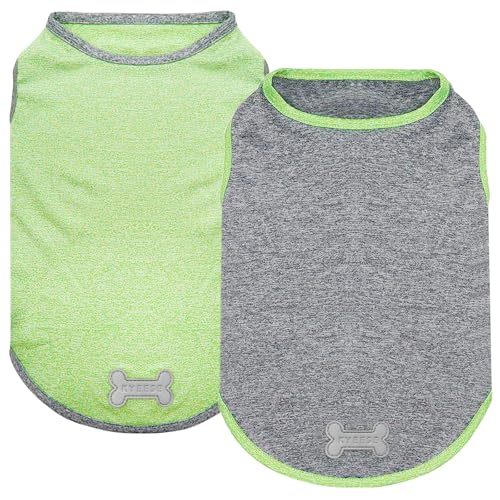 2Pack Dog Shirt for Small Dogs Sun Protection Tank Top for Summer (X-Large (18-30lbs) / 5# 2Pack (Green+Grey))