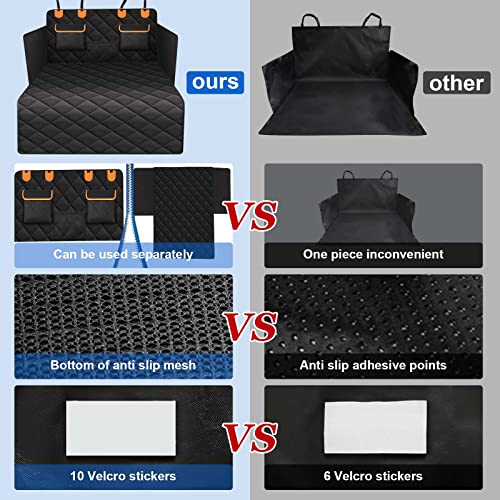4-in-1 SUV Cargo Liner for Dogs, Non-Slip Water Resistant Pet Trunk Mat with Side Flaps Protector & Back Seat Organizer, Dog Backseat Cover for SUVs Vans（54" W x 88" L） (Cargo liner / X-Large)