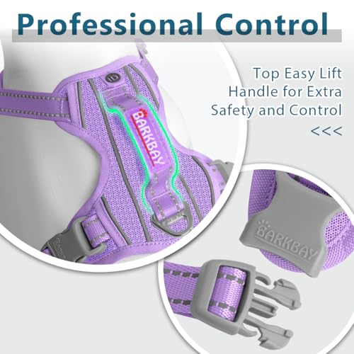 Dog Harness No Pull with ID Tag Pocket (Medium(Chest:22.5-28") / Violet Purple)