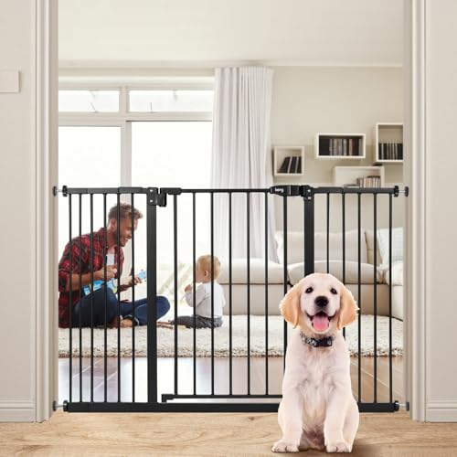 29" 47.3" Extra Wide Baby Gate for Stairs (Black / 29-47.3"Wide, 30"Tall)