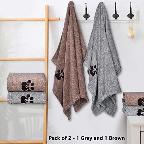 Dog Towels for Drying Dogs 2 Pack (Grey and Brown / M-36" * 28")