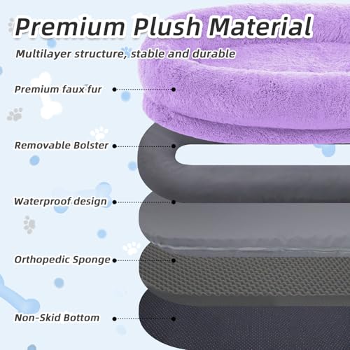 Human Dog Bed (71.0"L x 45.0"W x 12.0"Th / Purple)