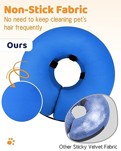 Inflatable Dog Cone Collar Alternative After Surgery (Solid Blue / S(Neck 7"-9.5"))