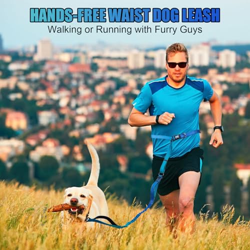Heavy Duty Hands Free Dog Leash (XL - 3 Handles, 5.4-7.0 FT Length / Gradient Cobalt)