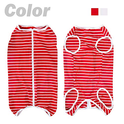 Dog’s Recovery Suit Post Surgery Shirt for Female Male Dog (3xl / red white stripe)