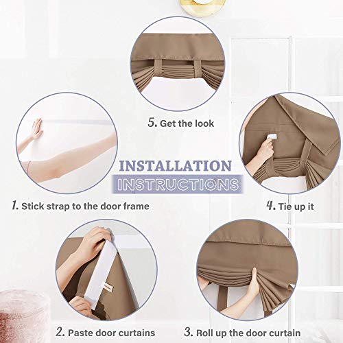 Blackout Door Window Curtains for Kitchen Back (Mocha / 26"W x 40"L (Pack of 1))