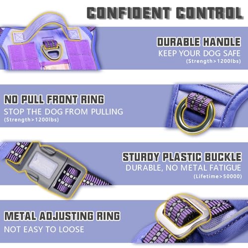 Tactical Dog Harness Medium Sized Dog No Pull Adjustable Dog Vest (Very Peri / M(Neck:16-22",Chest:22-33"),35-50 lbs)