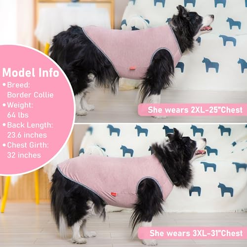 2Pack Dog Shirt for Large Dogs Sun Protection Tank Top for Summer (XXX-Large (55-75lbs) / 4# 2Pack (Pink+Grey))