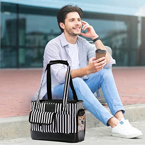Cat Carrier Dog Carrier (Black White Stripes New)