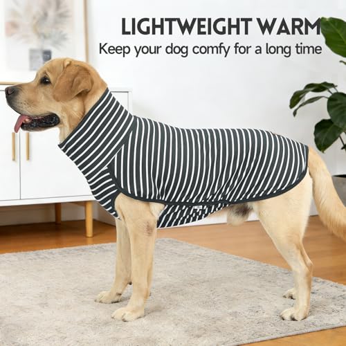 2 Pack Dog Sweater Fleece Vest Dog Sweatshirt Turtleneck Warm Stretchy Pullover Pet Clothes Cold Weather for Medium Large Boy Dogs (XX-Large(Chest-32.7") / Stripe Grey)