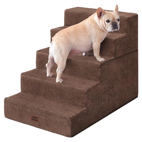 Dog Stairs for High Bed 25" H (Brown / Extra Wide 17.7" x 35" x 25")