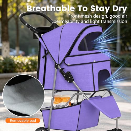 3 Wheel Pet Stroller (Purple)
