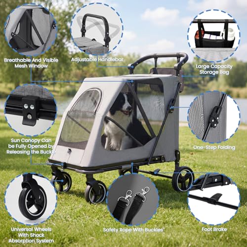 Dog Stroller for Large (Grey)