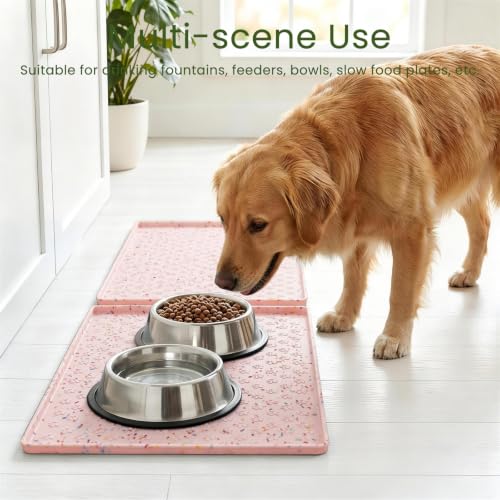 2 Pack Dog Food Mat Anti (24.5"L x 16.5"W - 2 Pack / Donut-Pink)
